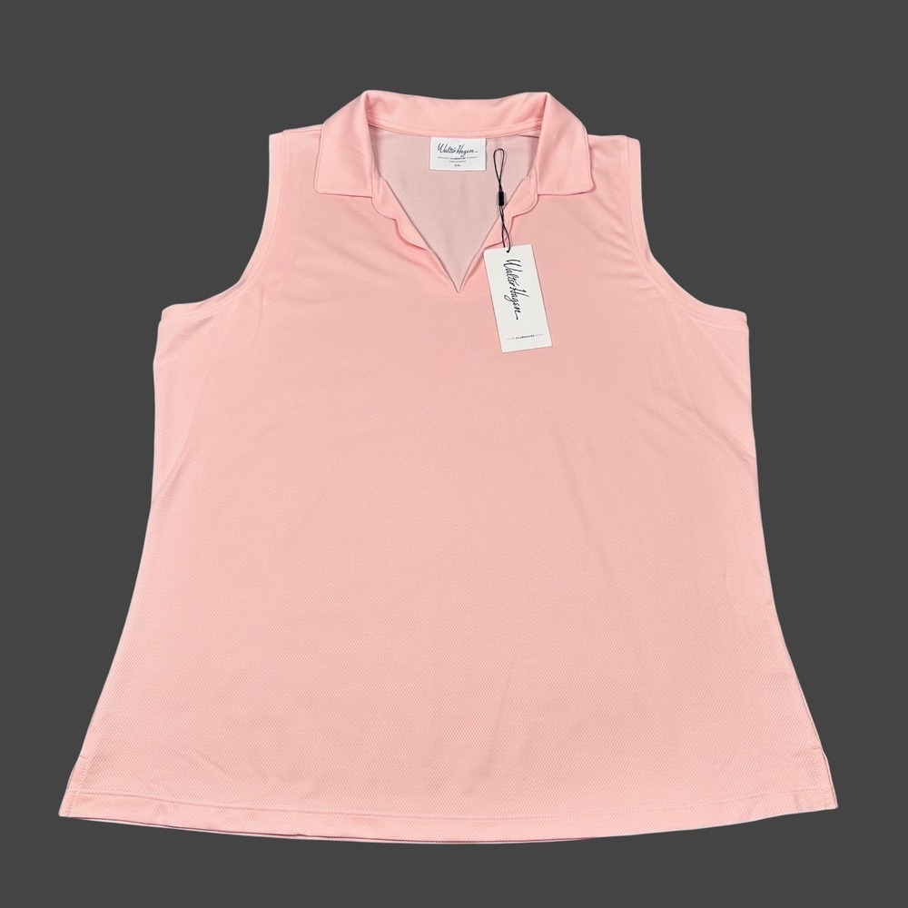 Walter Hagen Clubhouse Scallop Sleeveless Women XXL Pink Blossom Golf Polo Top
